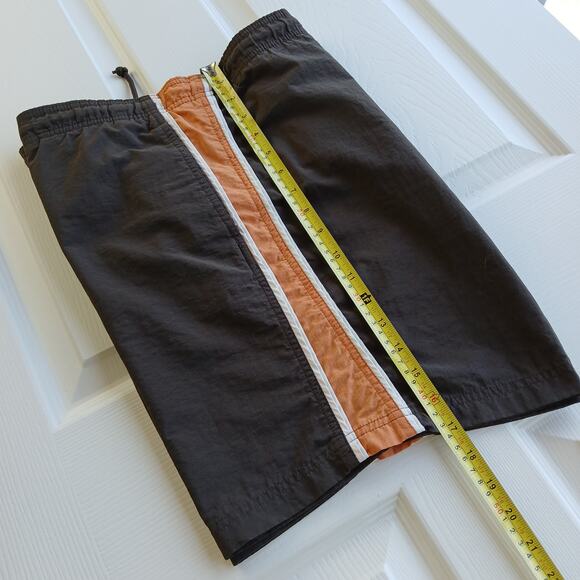 Breakwater Retro Side Stripe Swim Shorts Med mesh lining 3 pockets brown orange - Picture 10 of 11